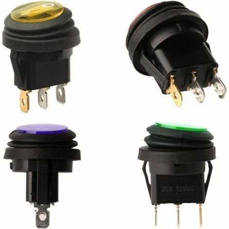 6pcs 12V-24VDC 20A LED Interrupteur à Bascule 3 Broches SPST Étanche Rond Power Switch Bouton Contrôle Pour Voiture Auto Bateau Camion (1 X Rouge/Jaune/Vert, 3 X Bleu) Cisea 3 6pcs 12V-24VDC 20A LED Interrupteur à Bascule 3 Broches SPST Étanche Rond Power Switch Bouton Contrôle Pour Voiture Auto Bateau Camion (1 X Rouge/Jaune/Vert, 3 X Bleu) Cisea – Image 3