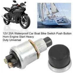 Bouton Poussoir De Démarrage 12v, 2Pin 12V 20A Interrupteur étanche Bouton Poussoir Interrupteur Klaxon Interrupteur Robuste Pour Interrupteur De Voiture Cisea -Douille Soldes Boutiquec 72741897 3