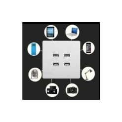 MSBD Prise Murale 110250V, 4 Ports USB DC 5V (blanc) -Douille Soldes Boutiquec 73214728 5