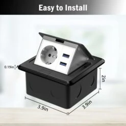 MSBD Prise De Sol étanche Encastrée Sur Comptoir 1 Prise 2 USB Pour Cuisine (noir) -Douille Soldes Boutiquec 73214957 4