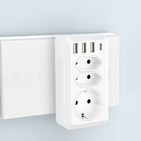 USB Secteur Multiple, 7 En 1 USB Chargeur Multiprise Murale Avec 3 Sortie AC (16A, 3800W), 3 Ports USB 5V/3.4A, 1 Port Type-C, Pour La Maison Le Bureau Les Voyages Compatible Avec Phone 3 USB Secteur Multiple, 7 En 1 USB Chargeur Multiprise Murale Avec 3 Sortie AC (16A, 3800W), 3 Ports USB 5V/3.4A, 1 Port Type-C, Pour La Maison Le Bureau Les Voyages Compatible Avec Phone – Image 3