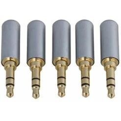 Silver 3.5mm Copper Gold Plaqu¨ 3.5mm Male Stereo Mini Jack Plug Soldering Connector Pack Of 5
