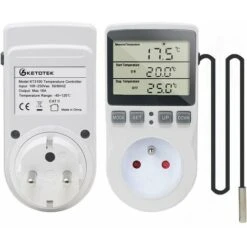 Prise Thermostat Regulateur De Température Numérique Chauffage Refroidissement Avec Sonde, LCD Prise Contrôleur De Température Minuteur Pour Aquarium Incubateur Serre -Douille Soldes Boutiquec 75575179 5