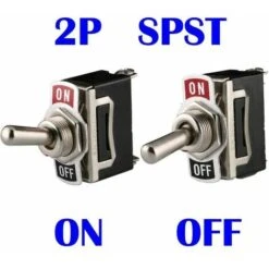 Interrupteur à Bascule 12V-24V-48V-110V/10A, SPST Métal Interrupteur à Levier, On/Off 2 Positions 2 Broches, Pour Voiture Tableau De Bord Lumière Pack De 6, Noir -Douille Soldes Boutiquec 76328292 3