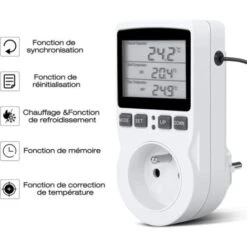 Prise Thermostat, Régulateur De Température, Minuterie Numérique Programmable Avec Sonde, Prise Thermostat Chauffage Serre, Aquarium 1pc -Douille Soldes Boutiquec 77103574 3