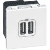 Legrand Double Chargeur USB Mosaic - Blanc - 2 Modules
