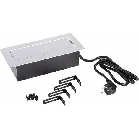 Multiprise Rectangulaire Encastrable 3 Prises 230V Couvercle Rabattable Escamotable Câble Alimentation 1,5m Plan De Travail Cuisine Bureau Atelier Discret Design Décoration Robuste, Métal Argenté Imit 2 Multiprise Rectangulaire Encastrable 3 Prises 230V Couvercle Rabattable Escamotable Câble Alimentation 1,5m Plan De Travail Cuisine Bureau Atelier Discret Design Décoration Robuste, Métal Argenté Imit – Image 2