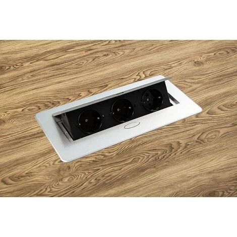 Multiprise Rectangulaire Encastrable 3 Prises 230V Couvercle Rabattable Escamotable Câble Alimentation 1,5m Plan De Travail Cuisine Bureau Atelier Discret Design Décoration Robuste, Métal Argenté Imit 5 Multiprise Rectangulaire Encastrable 3 Prises 230V Couvercle Rabattable Escamotable Câble Alimentation 1,5m Plan De Travail Cuisine Bureau Atelier Discret Design Décoration Robuste, Métal Argenté Imit – Image 5