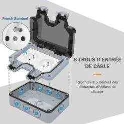 Prise étanche Double Prise Extérieure IP66 Prise Murale étanche Style1 -Thsinde -Douille Soldes Boutiquec 81090837 3