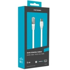 Câble TV Coaxial 9,52 Mm Mâle/RJ45 Mâle 5 M - Blanc -Douille Soldes Boutiquec 81247662 3