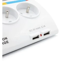 Bloc Multiprise Couleur 5 Prises Et 2 USB + 5 Stickers - Support Téléphone - Normes NF -Douille Soldes Boutiquec 81923347 4