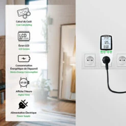 FISHTEC® Wattmètre - Prise Contrôle Coût De La Consommation D'Énergie - Affichage Numérique De La Puissance Électrique -Douille Soldes Boutiquec 81923415 3