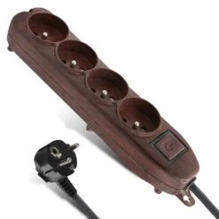 Bloc Multiprise 4 Prises Avec Interrupteur - Effet Bois - Câble 1,5m