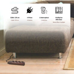Bloc Multiprise 4 Prises Avec Interrupteur - Effet Bois - Câble 1,5m -Douille Soldes Boutiquec 81923460 3