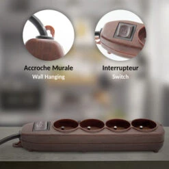 Bloc Multiprise 4 Prises Avec Interrupteur - Effet Bois - Câble 1,5m -Douille Soldes Boutiquec 81923460 5