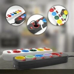 Lot De 2 - Bloc Multiprise Couleur - Interrupteur Pour Chaque Sortie + Stickers - Cable 1,5 M - Normes NF 9 Lot De 2 - Bloc Multiprise Couleur - Interrupteur Pour Chaque Sortie + Stickers - Cable 1,5 M - Normes NF -Douille Soldes Boutiquec 81923475 5