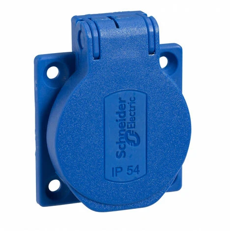 Schneider® PratiKa Socle De Prise NF 50x50mm 2P+T 10-16 A IP54 Connex. Lat. Bleu SCHNEIDER PKN52B 1 Schneider® PratiKa Socle De Prise NF 50x50mm 2P+T 10-16 A IP54 Connex. Lat. Bleu SCHNEIDER PKN52B