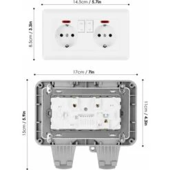 Prise Étanche Extérieure IP66 Avec Interrupteur, Boîte De Derivation Étanche, Prise Extérieure Murale Double -Douille Soldes Boutiquec 83867861 4