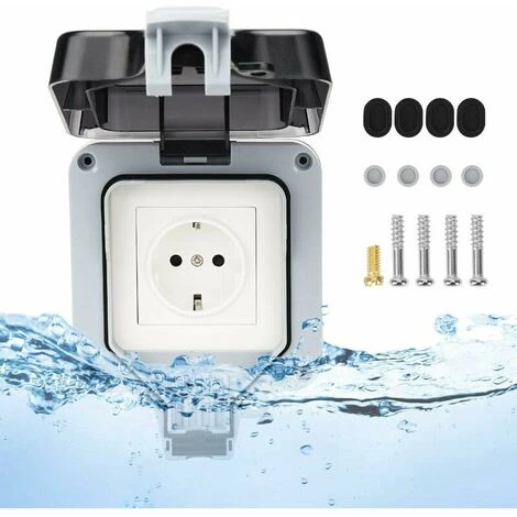 Prise Exterieure Etanche Ip66, Prise Murale Anti Poussière, Prises Electriques Murales Jardin Pour Intérieur Et Extérieur (Single Prise) 1 Prise Exterieure Etanche Ip66, Prise Murale Anti Poussière, Prises Electriques Murales Jardin Pour Intérieur Et Extérieur (Single Prise)