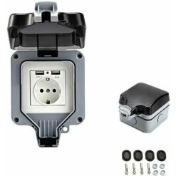 Prise Murale D'extérieur Double Avec USB, étanche, Résistante, Prise électrique Avec Boîte Murale (simple)