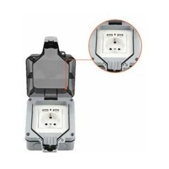 Prise Murale D'extérieur Double Avec USB, étanche, Résistante, Prise électrique Avec Boîte Murale (simple) -Douille Soldes Boutiquec 83868926 3