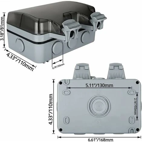 Prise Etanche Exterieur Ip66, Prise Électrique Externe, Résistant Aux Intempéries, Prise Extérieure De Anti Poussière Prise Électriques Murale 2 Prise Etanche Exterieur Ip66, Prise Électrique Externe, Résistant Aux Intempéries, Prise Extérieure De Anti Poussière Prise Électriques Murale – Image 2