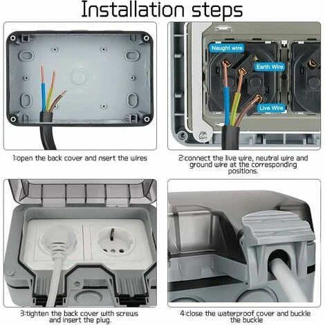 Prise Etanche Exterieur Ip66, Prise Électrique Externe, Résistant Aux Intempéries, Prise Extérieure De Anti Poussière Prise Électriques Murale 4 Prise Etanche Exterieur Ip66, Prise Électrique Externe, Résistant Aux Intempéries, Prise Extérieure De Anti Poussière Prise Électriques Murale – Image 4