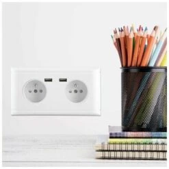 Prise USB Multifonctionnelle Prise UE Prise De Courant Murale Avec Double Port USB Pour Le Chargement Du Téléphone 250 V -Douille Soldes Boutiquec 86119487 3