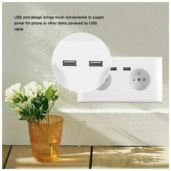 Prise USB Multifonctionnelle Prise UE Prise De Courant Murale Avec Double Port USB Pour Le Chargement Du Téléphone 250 V -Douille Soldes Boutiquec 86119487 4