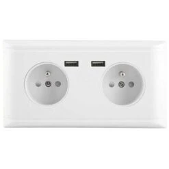 Prise USB Multifonctionnelle Prise UE Prise De Courant Murale Avec Double Port USB Pour Le Chargement Du Téléphone 250 V -Douille Soldes Boutiquec 86119487 5