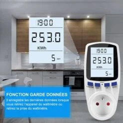 Wattmètre Prise, Compteur D'énergie AC 185V 264V Compteur De Consommation D'énergie, Prise De Moniteur D'utilisation De L'électricité Avec écran LCD (Tarif Unique) 7 Wattmètre Prise, Compteur D'énergie AC 185V 264V Compteur De Consommation D'énergie, Prise De Moniteur D'utilisation De L'électricité Avec écran LCD (Tarif Unique) -Douille Soldes Boutiquec 86734356 3