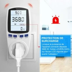 Wattmètre Prise, Compteur D'énergie AC 185V 264V Compteur De Consommation D'énergie, Prise De Moniteur D'utilisation De L'électricité Avec écran LCD (Tarif Unique) 8 Wattmètre Prise, Compteur D'énergie AC 185V 264V Compteur De Consommation D'énergie, Prise De Moniteur D'utilisation De L'électricité Avec écran LCD (Tarif Unique) -Douille Soldes Boutiquec 86734356 4