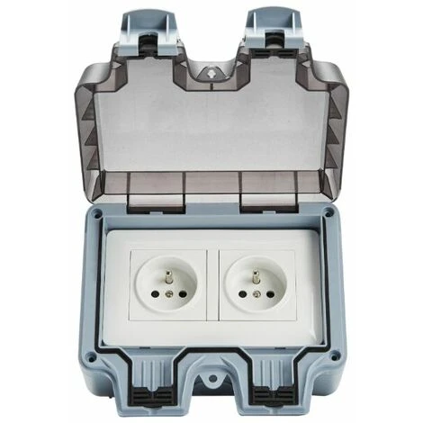 Prise étanche Boîtier étanche Aux éclaboussures Prise De Courant Extérieure étanche Double 1 Prise étanche Boîtier étanche Aux éclaboussures Prise De Courant Extérieure étanche Double