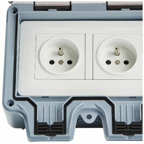 Prise étanche Boîtier étanche Aux éclaboussures Prise De Courant Extérieure étanche Double 2 Prise étanche Boîtier étanche Aux éclaboussures Prise De Courant Extérieure étanche Double – Image 2