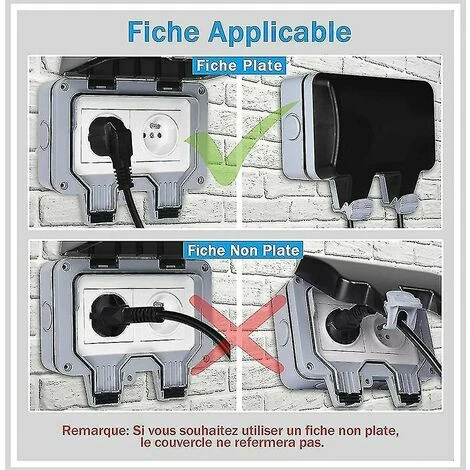 Neige-Prise étanche Double Prise Extérieure IP66 Prise Murale étanche Style1 - 5 Neige-Prise étanche Double Prise Extérieure IP66 Prise Murale étanche Style1 - – Image 5