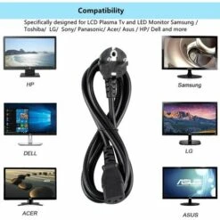 1.5m Câble D'alimentation,EU Schuko CEE7 Prise Angulaire Vers IEC 320 C13 H05VV-F, Pour PC,Samsung LCD,Panasonic LG,TV, Appareils Froids Imprimante,Moniteur,Télévision,Vidéoprojecteur Et Plus -Douille Soldes Boutiquec 87952096 4
