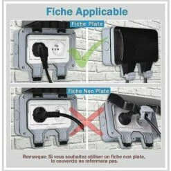 HANNN Prise étanche Double Prise Extérieure IP66 Prise Murale étanche Style1 - -Douille Soldes Boutiquec 88046854 5