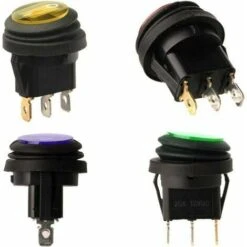 6pcs 12V-24VDC 20A LED Interrupteur à Bascule 3 Broches SPST Étanche Rond Power Switch Bouton Contrôle Pour Voiture Auto Bateau Camion (1 X Rouge/Jaune/Vert, 3 X Bleu) MOON -Douille Soldes Boutiquec 88340015 3