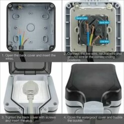 Prise Exterieure Etanche Ip66, Prise De Courant Complète, Prise Extérieure étanche, -Douille Soldes Boutiquec 88674067 3