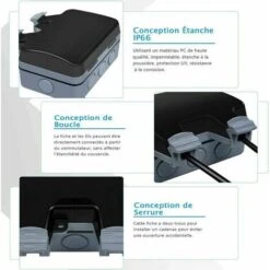 Prise étanche Double Prise Electrique Extérieure IP66 étanche Prise Murale 16A -Douille Soldes Boutiquec 88680586 3