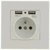 Prise Murale, Prise Electrique Murale Avec Double USB 5V/2100mA, Prise Encastrable Avec 2 Ports De USB Pratique Et Manialble