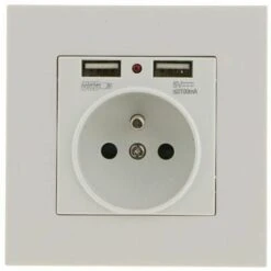 Prise Murale, Prise Electrique Murale Avec Double USB 5V/2100mA, Prise Encastrable Avec 2 Ports De USB Pratique Et Manialble