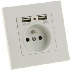 Prise Murale, Prise Electrique Murale Avec Double USB 5V/2100mA, Prise Encastrable Avec 2 Ports De USB Pratique Et Manialble -Douille Soldes Boutiquec 88683097 3