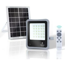 SPOT SOLAIRE 30W AVEC TÉLÉCOMMANDE AIGOS PANNEAU CRÉPUSCULAIRE