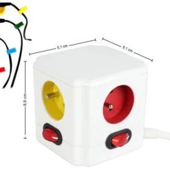 Cube Multiprise Couleur - Interrupteur Pour Chaque Sortie + Stickers - Normes NF -Douille Soldes Boutiquec 89948411 4