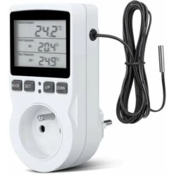 Prise Thermostat, Prise Minuteur Digital, Prise Programmable Digitale Avec Sonde, Minuterie Numérique Programmable, Prise Thermostat Chauffage Pour Serre, Aquarium -
