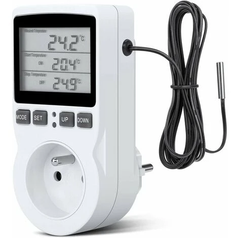 Prise Thermostat, Prise Minuteur Digital, Prise Programmable Digitale Avec Sonde, Minuterie Numérique Programmable, Prise Thermostat Chauffage Pour Serre, Aquarium - 1 Prise Thermostat, Prise Minuteur Digital, Prise Programmable Digitale Avec Sonde, Minuterie Numérique Programmable, Prise Thermostat Chauffage Pour Serre, Aquarium -