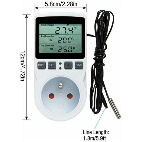 Prise Thermostat, Prise Minuteur Digital, Prise Programmable Digitale Avec Sonde, Minuterie Numérique Programmable, Prise Thermostat Chauffage Pour Serre, Aquarium - 2 Prise Thermostat, Prise Minuteur Digital, Prise Programmable Digitale Avec Sonde, Minuterie Numérique Programmable, Prise Thermostat Chauffage Pour Serre, Aquarium - – Image 2
