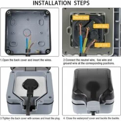Prise De Courant Extérieure à 1 Voie, Prise Murale IP66 Pour L'extérieur, Prise De Courant Extérieure à Contact De Protection En Saillie Résistante Aux Intempéries, Prise De Courant Extérieure Extérie -Douille Soldes Boutiquec 90601567 4