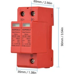 Dispositif De Protection Contre Les Surtensions DC 1000V 2P 40KA Parafoudre Photovoltaïque PV Thunder Proof Protector Disjoncteur Installation Sur Rail DIN (Rouge, 2P) -Douille Soldes Boutiquec 90899554 4
